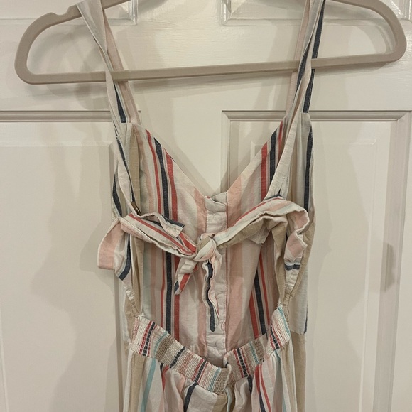 Striped Button-Front Jumpsuit - Picture 4 of 7